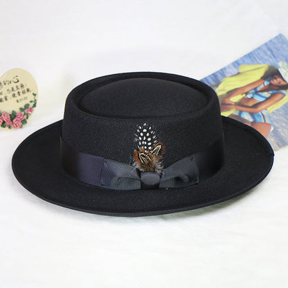 Trendy Pork Pie Wool Felt Hat for Men and Women