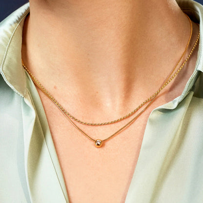 Simple Rhinestone Round Pendant Necklace