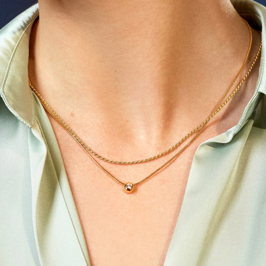 Simple Rhinestone Round Pendant Necklace