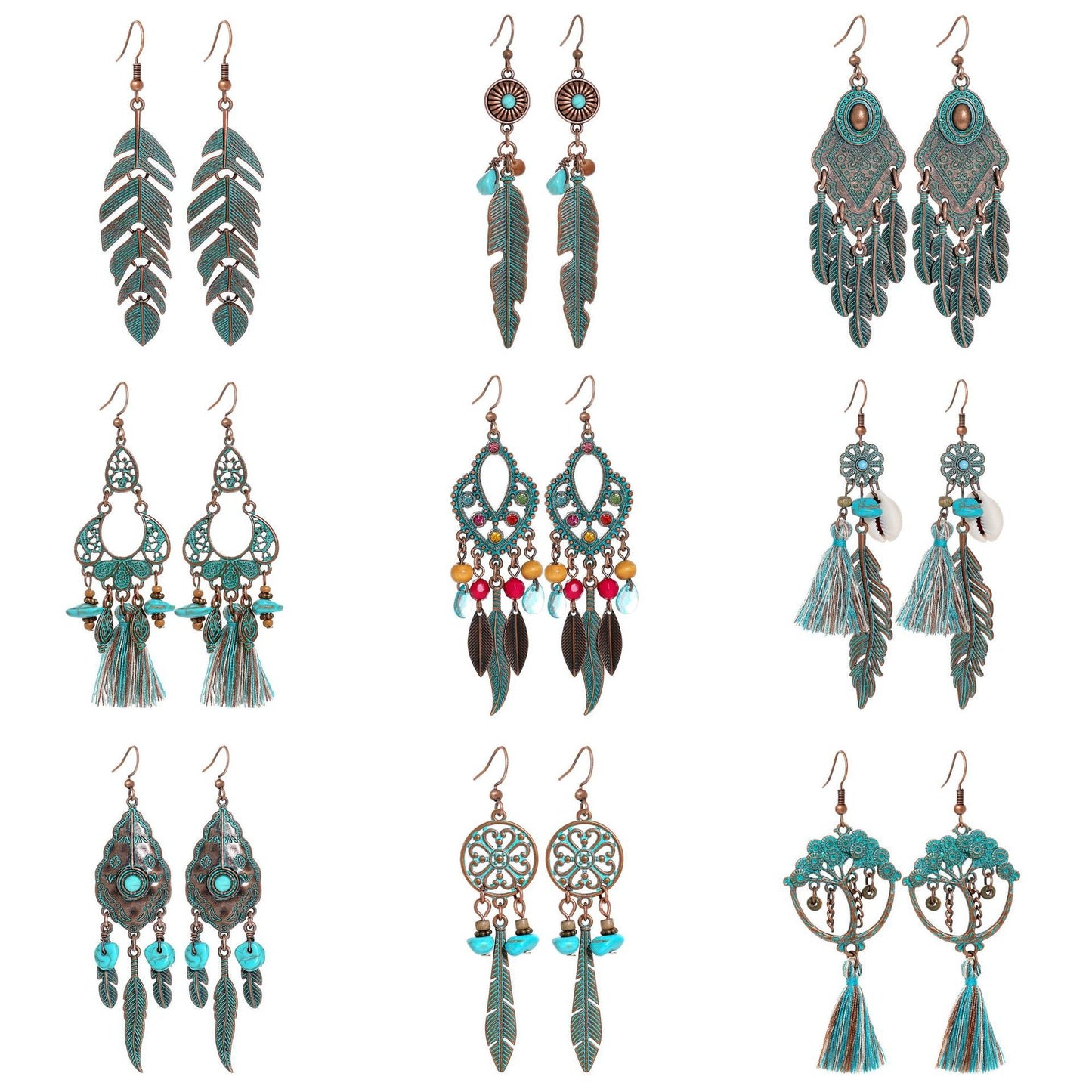 Vintage Metal Tassel Earrings Creative Bohemian Jewelry
