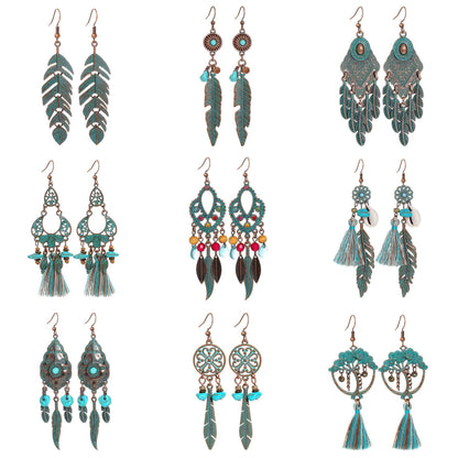 Vintage Metal Tassel Earrings Creative Bohemian Jewelry