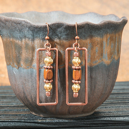 Retro Geometric Tassel Earrings Vintage Style for Women