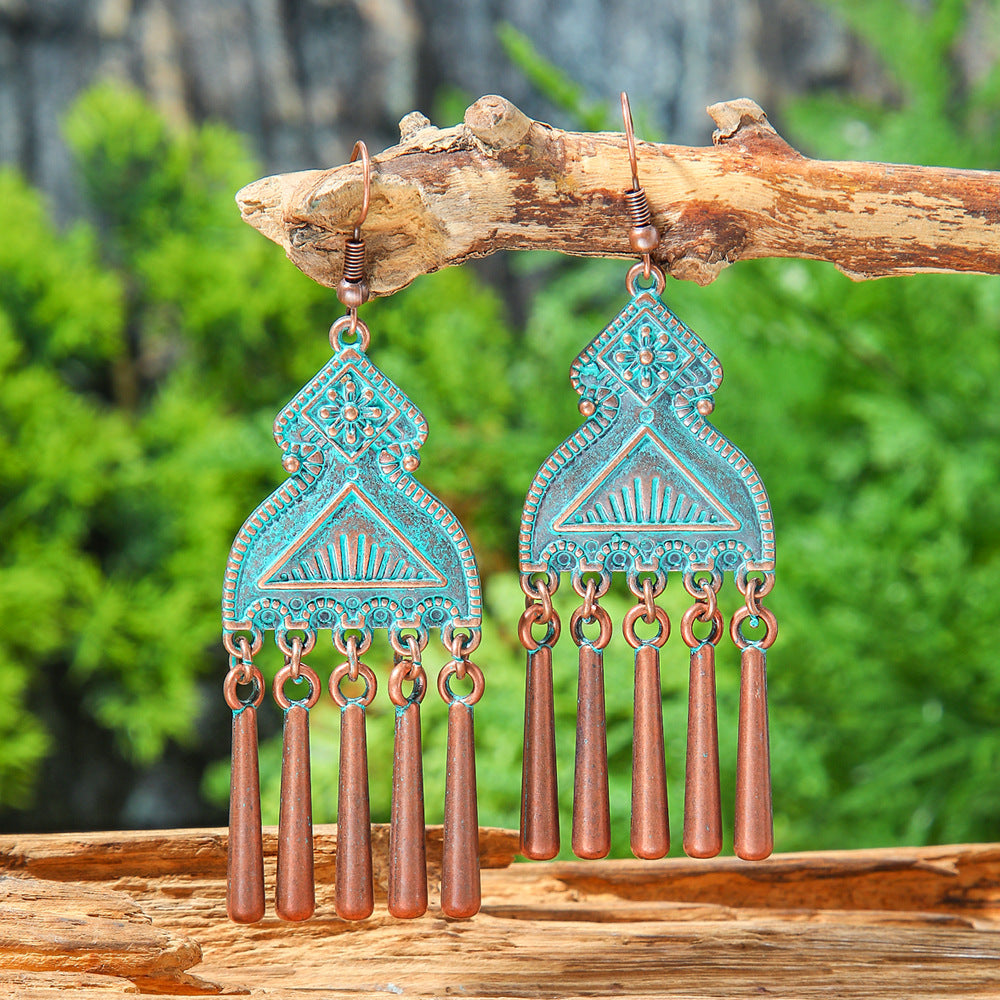 Bohemian Style Tassel Drop Earrings Vintage Zinc Alloy Jewelry