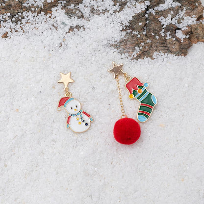 New Holiday Accessories Colorful Funny Christmas Earrings Female Autumn And Winter Wool Ball Earrings