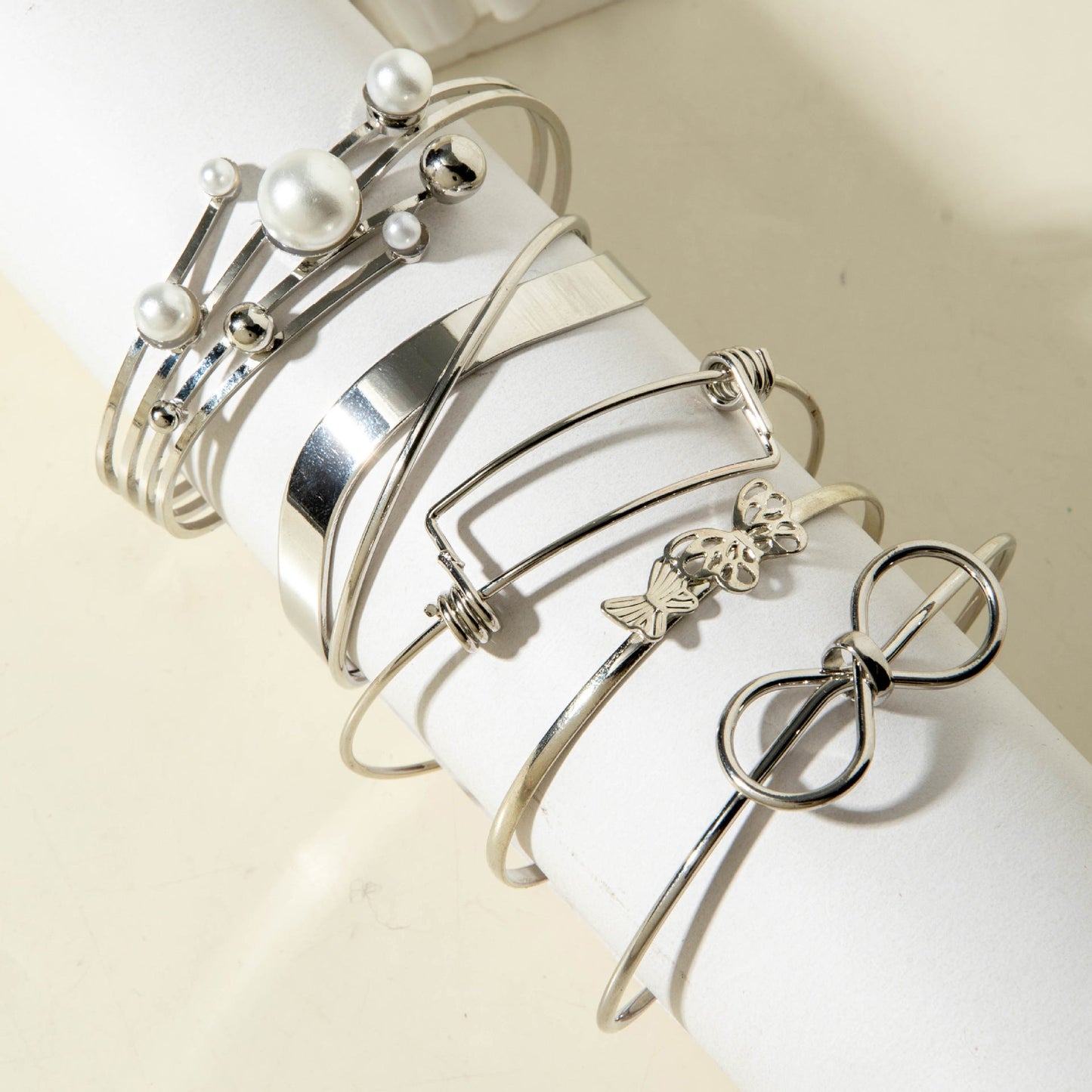 Vintage Geometric Open-Cuff Gold Bracelet Set