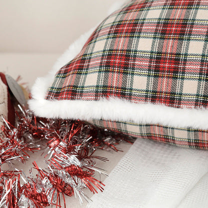 Simple Square Plaid Christmas Throw Pillow Case
