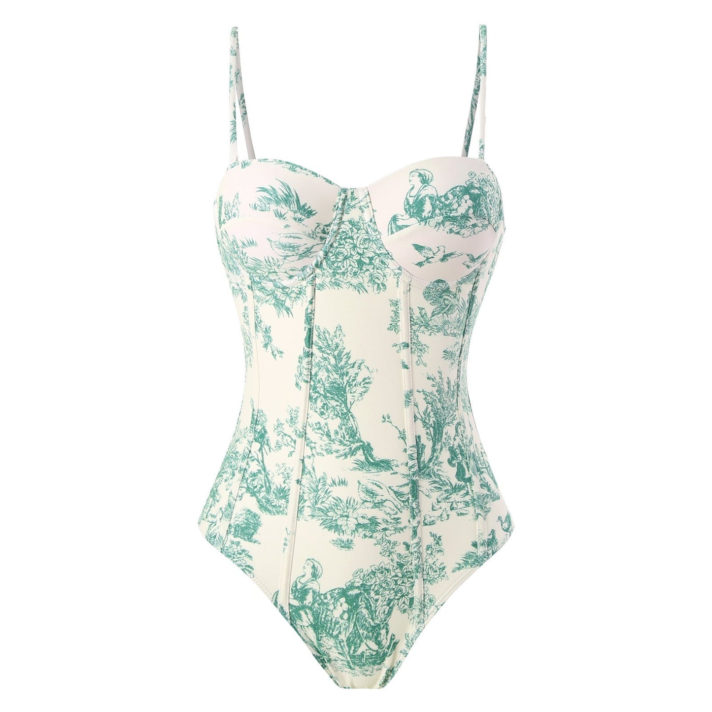 Vintage Print Slim Fit Swimwear with Cover Dress