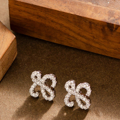 S925 Silver Geometric Zircon Stud Earrings For Women