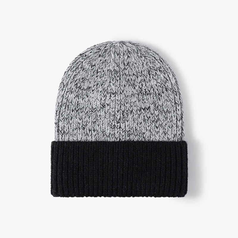 Spliced Color Block Knit Hat Simple Beanie