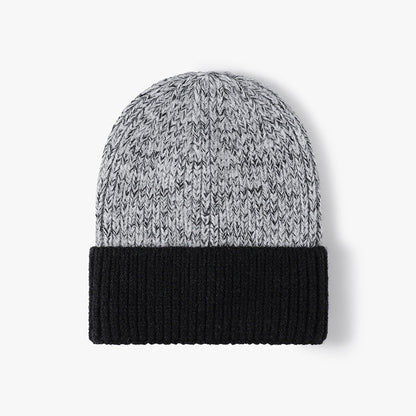 Spliced Color Block Knit Hat Simple Beanie