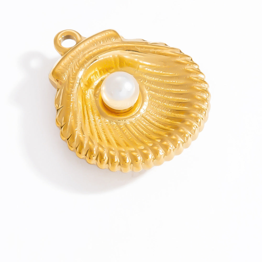 Coral Seashell Pendant 18K Gold Plated Stainless Steel Ocean Vacation Jewelry