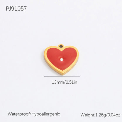 Cute Heart Pendant Stainless Steel Necklace with 18K Gold Plating