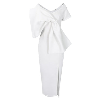 Sexy Bowknot Open-Back Bodycon Maxi Dress
