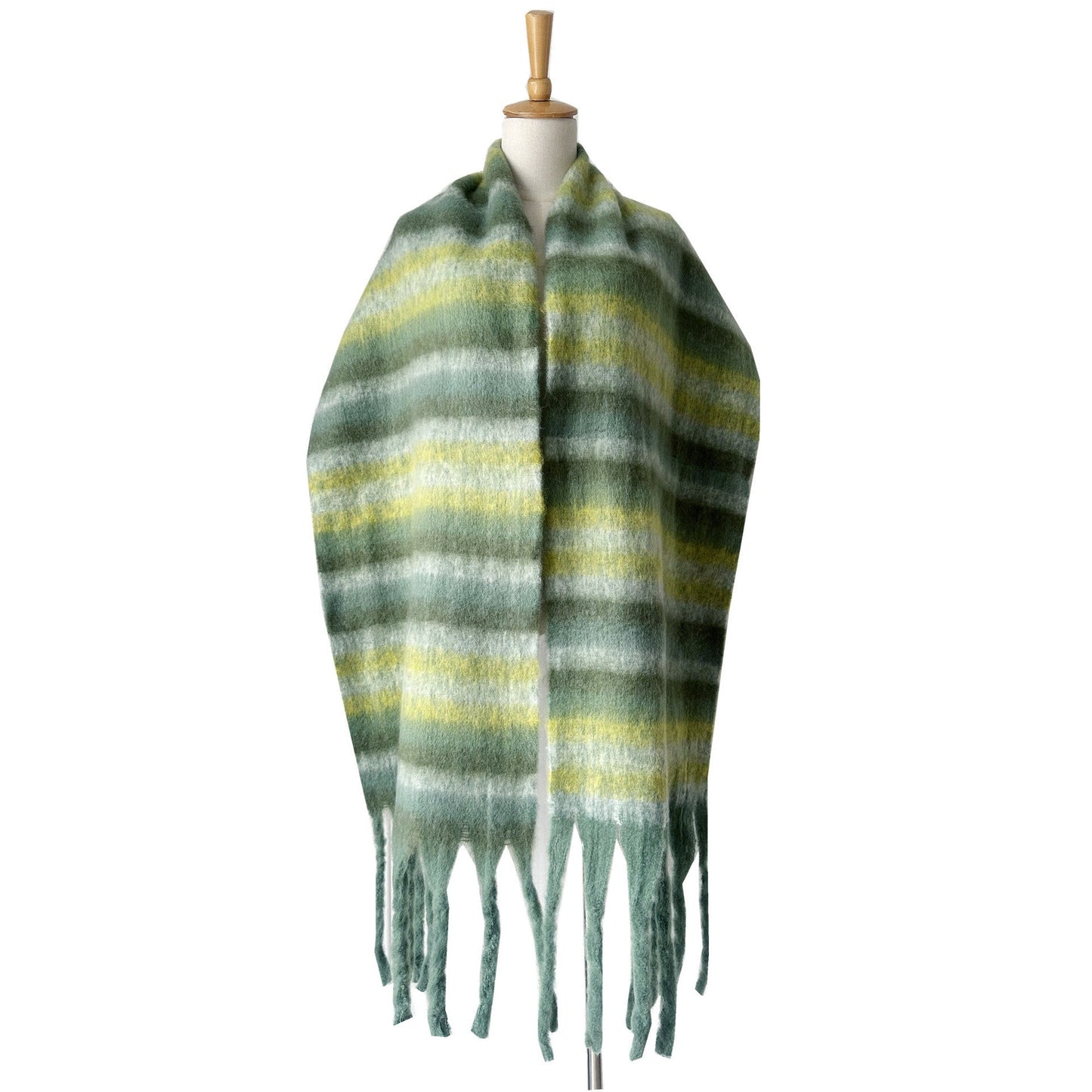 Winter Striped Oversized Thick Soft Tassel Scarfs