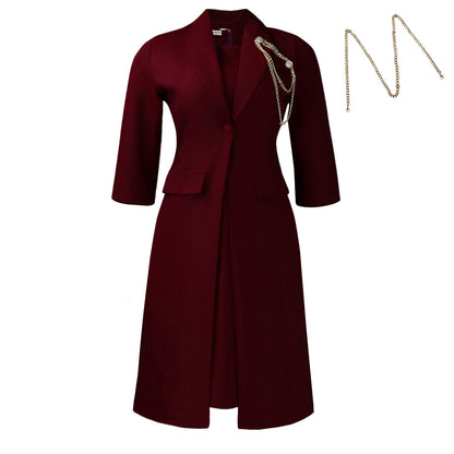 Elegant Solid Color Blazer Dress Set For Women