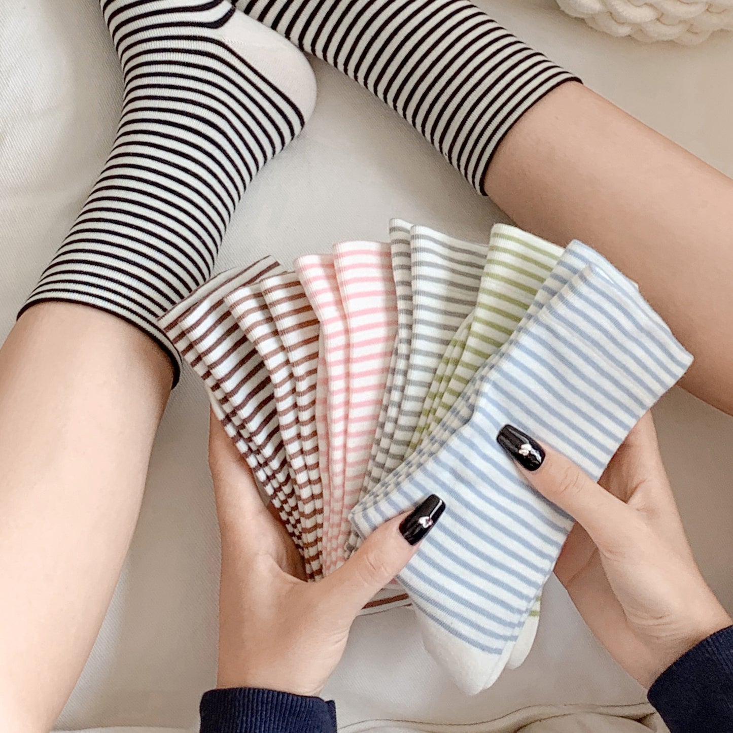 Rufia - Colorful Striped Mid-Calf Socks