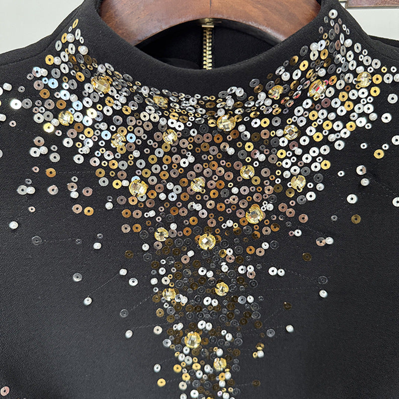 Fashionable Embellished Sequin Crop Top And Fishtail Skirt Set