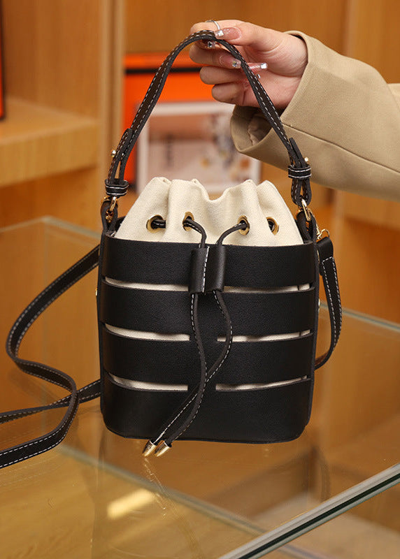 Structured Bucket Bag with Canvas Pouch