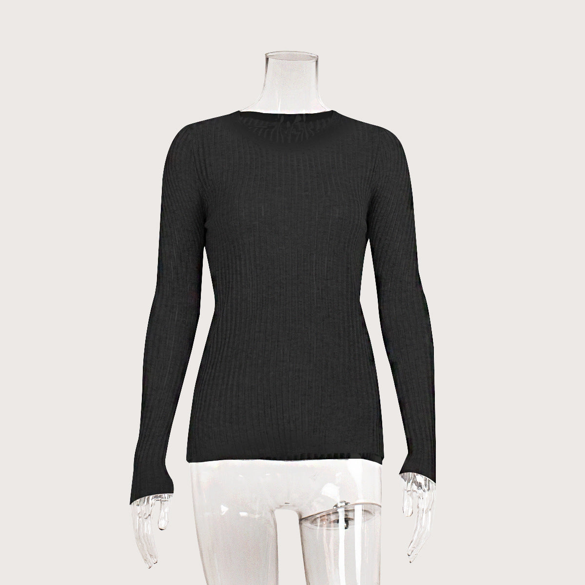Hollow Knit Sweater Casual Slim Fit Wool Long Sleeve Top