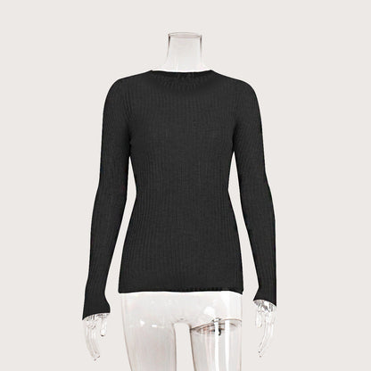 Hollow Knit Sweater Casual Slim Fit Wool Long Sleeve Top