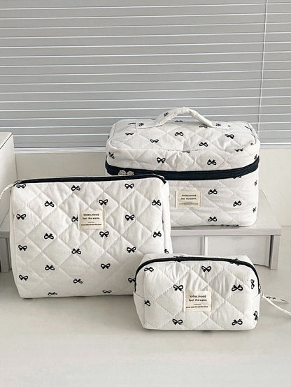 Black Sweet Bow Makeup Bag Trendy Portable Storage Pouch