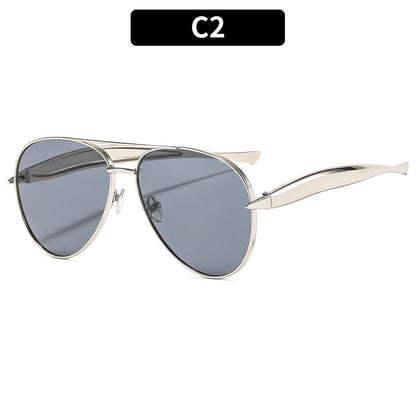 Trendy Oversized Metal Sunglasses Unisex Outdoor Driving Shades