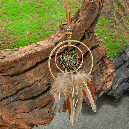 Colorful Feather Pendant Necklace Bohemian Style Butterfly Jewelry
