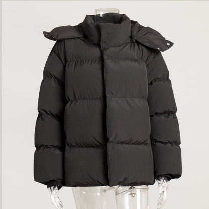 Women's Casual Hooded Cotton Jacket Solid Color Oversized Outerwear