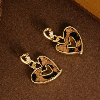 Natural Horse Hair Leopard Print Earrings Luxury Fashion Accessories