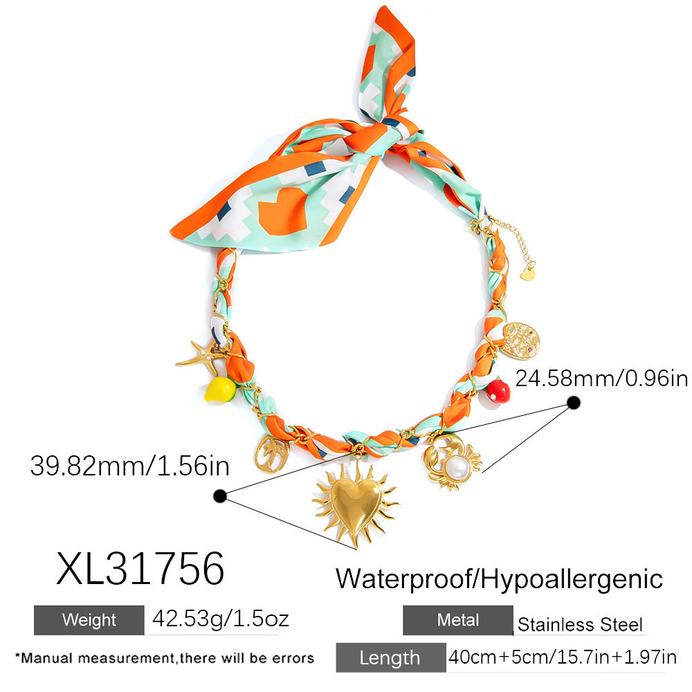 Dopamine Sunflower Pendant Necklace and Bracelet Set - Stainless Steel