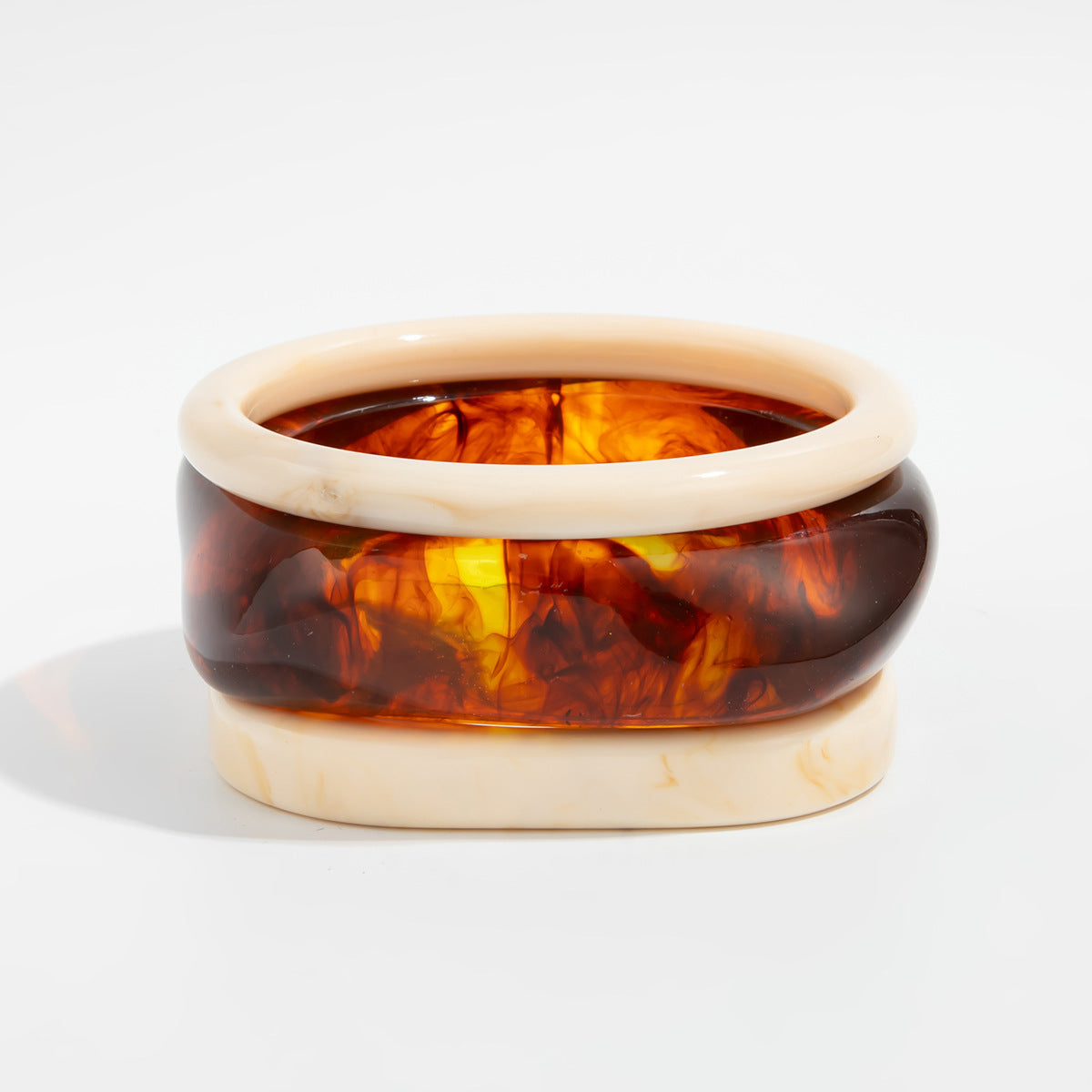 Amber Color Acrylic Bracelet Trendy Geometric Semi-Transparent Resin Cuff