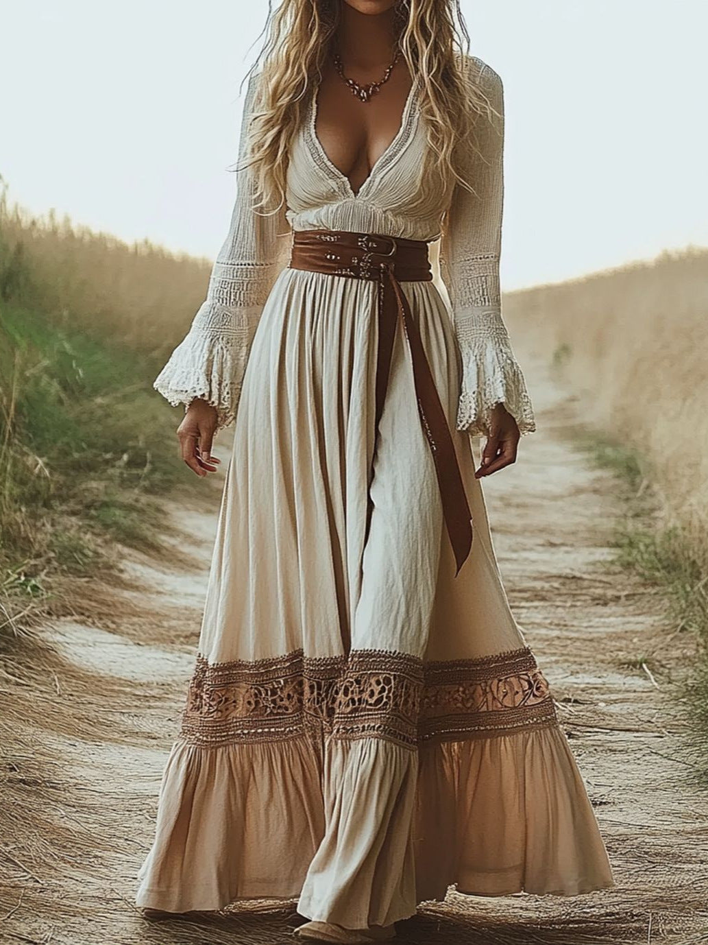 Bohemian Vintage Western Style Women’s Maxi Dress
