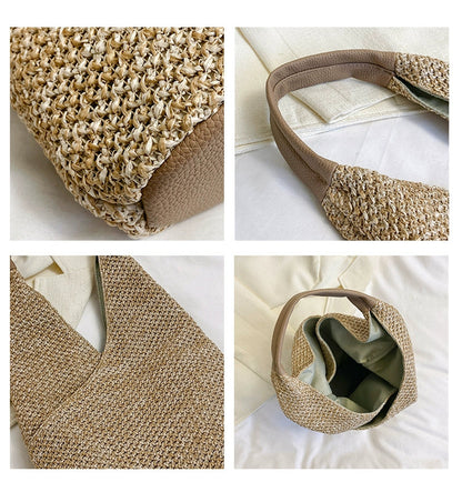 Large Capacity Straw Shoulder Bags