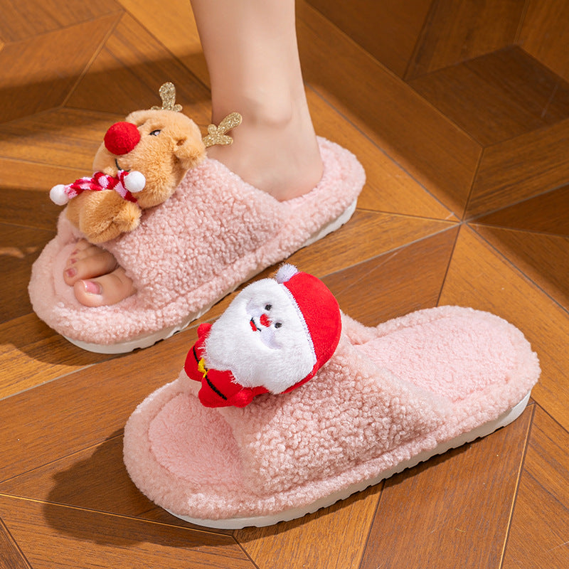 Soft Plush Fleece Open Toe Indoor Slippers
