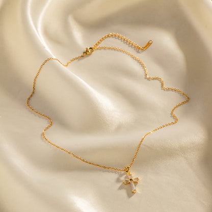 Zircon Cross Pendant Necklace