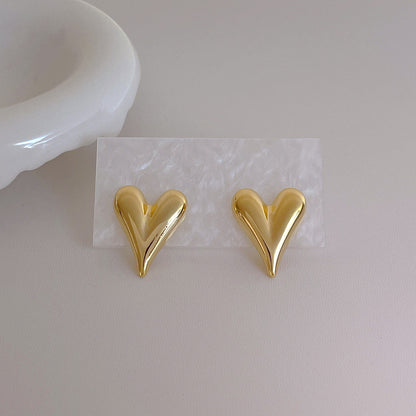 Love Heart Metal Elegant Stud Earrings