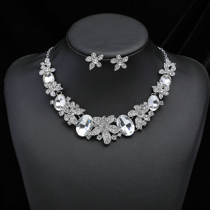 Exaggerated Vintage Gemstone Necklace and Earring Jewelry Set