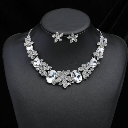 Exaggerated Vintage Gemstone Necklace and Earring Jewelry Set