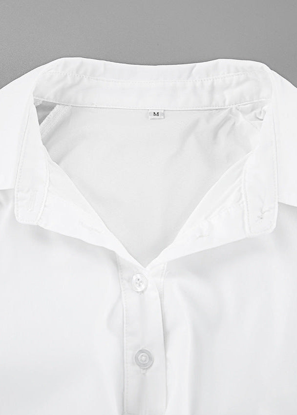 Cropped Balloon Sleeve Shirt In Crisp Fabric
