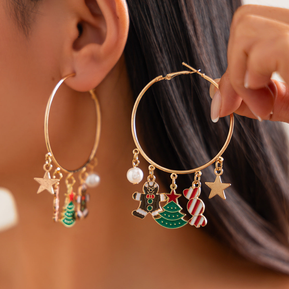 Christmas Tree Bell Necklace Chic Metal Choker Set