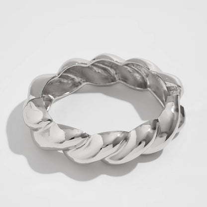 Artistic Curved Edge Alloy Bracelet Set with Irregular Design