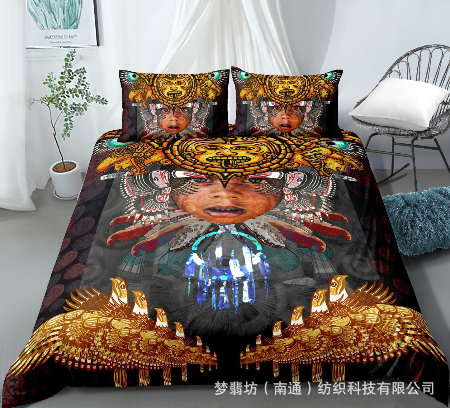 Selling 3D Printed Bohemian Bed Indian Pattern 2Pcs/3Pcs Set