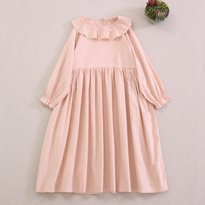 Sweet A-Line Ruffled Neck Long Sleeve Dress