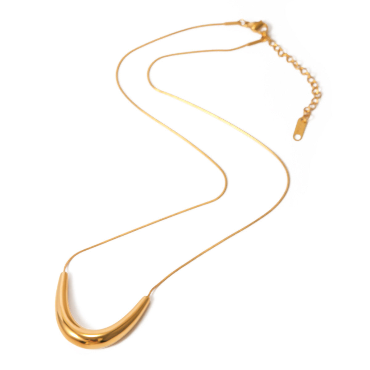 Simple Metal Smile Pendant Necklace