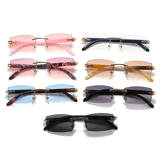 Trendy Unframed Square Sunglasses Jelly Color UV400 Protection