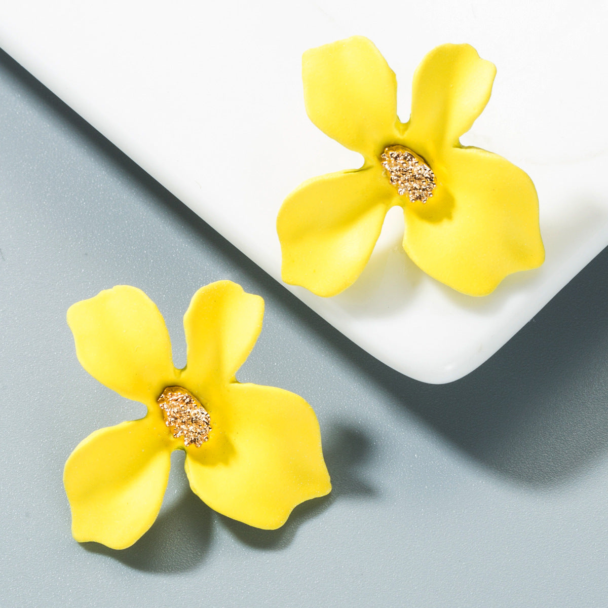 Trendy Floral Alloy Earrings Casual Chic Ear Studs
