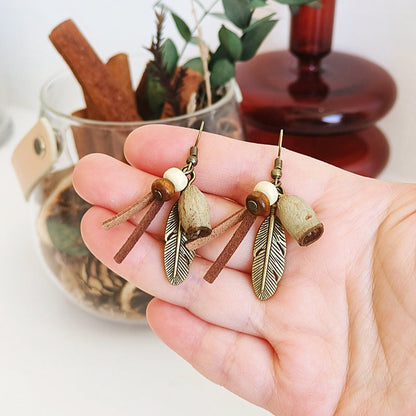 Bohemian Feather Tassel Earrings Vintage Tribal Style