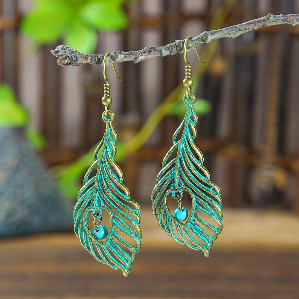 Bohemian Green Forest Earrings Set Artistic Vintage Style Geometric Accessories