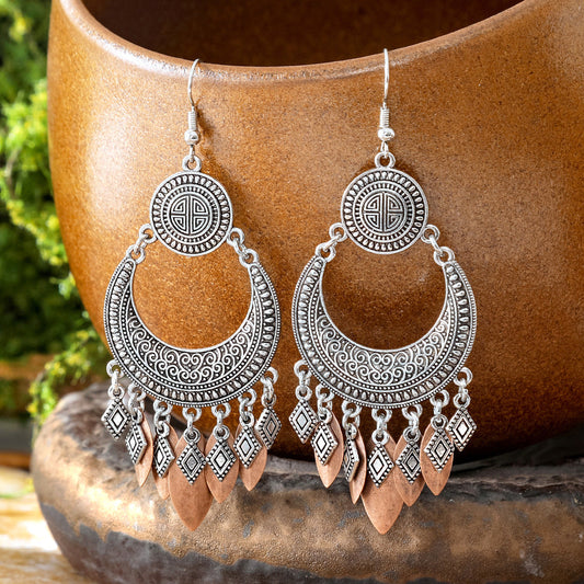 Bohemian Geometric Tassel Earrings Set Vintage Court Style