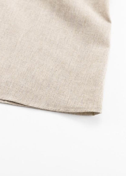 Linen Maxi Dress With Puff Sleeves And Square Neckline